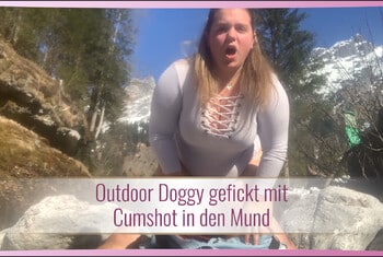 KimberlyCaprice: Outdoor Doggy gefickt mit Cumshot in den Mund