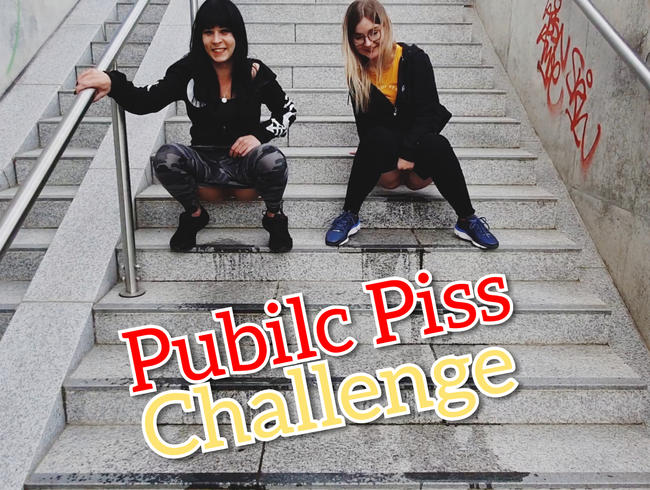 Who pisses more? Public piss challenge with TinyEmily