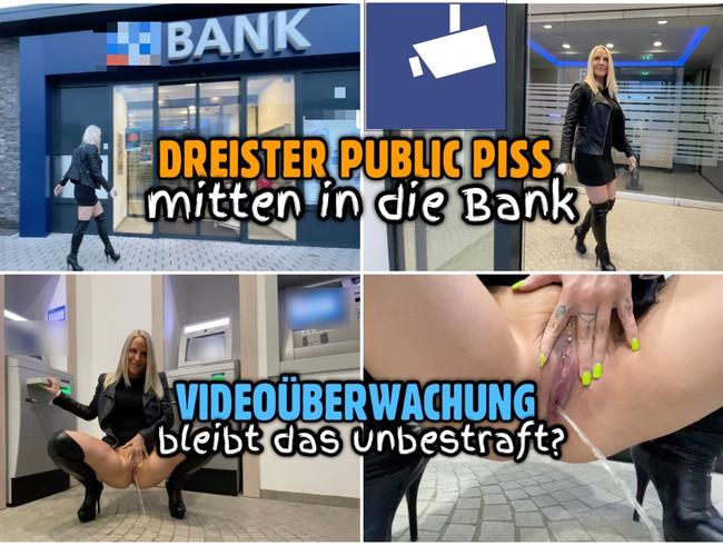 Heavy public piss action in Lara-CumKitten's bank