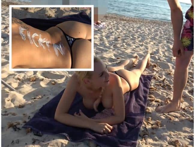 Tit slut KikiVega public bangs on the beach!