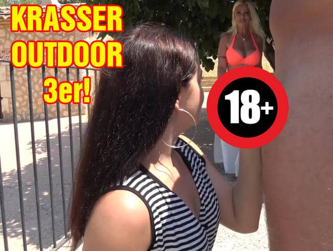 Violent! EmmaSecret in a great outdoor threesome!