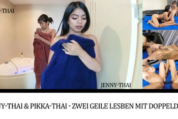 Jenny-Thai & Pikka-Thai - Deux lesbiennes excitées avec un double gode