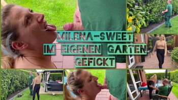 [Milena-Sweet] ¡Jardinero travieso me folla al aire libre!