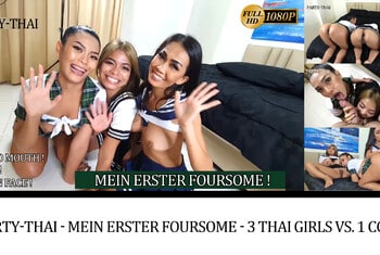 El primer cuarteto de Party Thai: 1 chicas tailandesas y 3 polla
