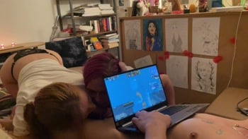 Hot threesome during gaming night with MissAshley