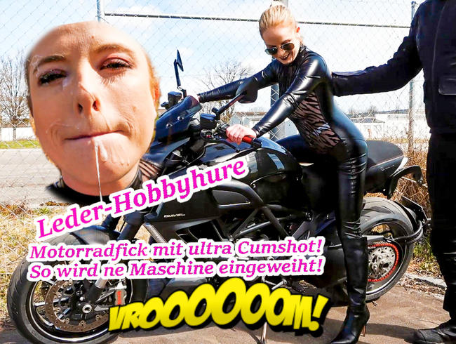 Perverse leather hobby whore Mia Adler gets XXL cumshot