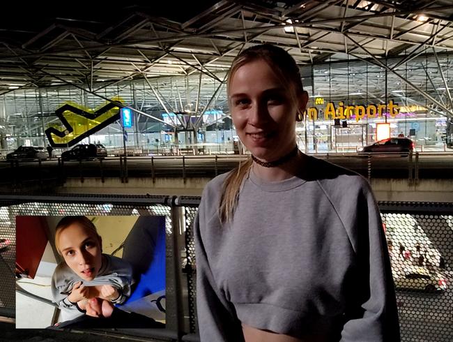 Naughty fuck at the airport with SirenaSweet + sperm walk