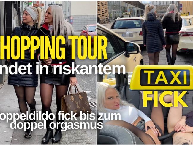 Lara-CumKitten - Tour de compras termina en un arriesgado TAXI FICK | Acción de doble consolador para doble orgasmo