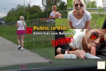 Rubia TatjanaYoung con flagrante acción pública en Ulm