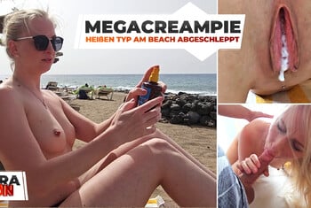 TARA-FUN - Hot beach fuck with MEGA CREAMPIE