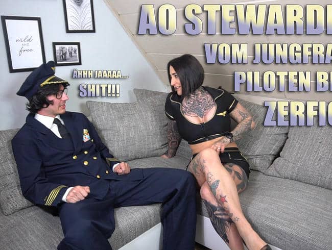 QueenParis - Fucking above the clouds! Horny stewardess deflowers pilot