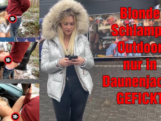 DerPornoBeamte - Blonde Schlampe Outdoor nur in Daunenjacke GEFICKT!