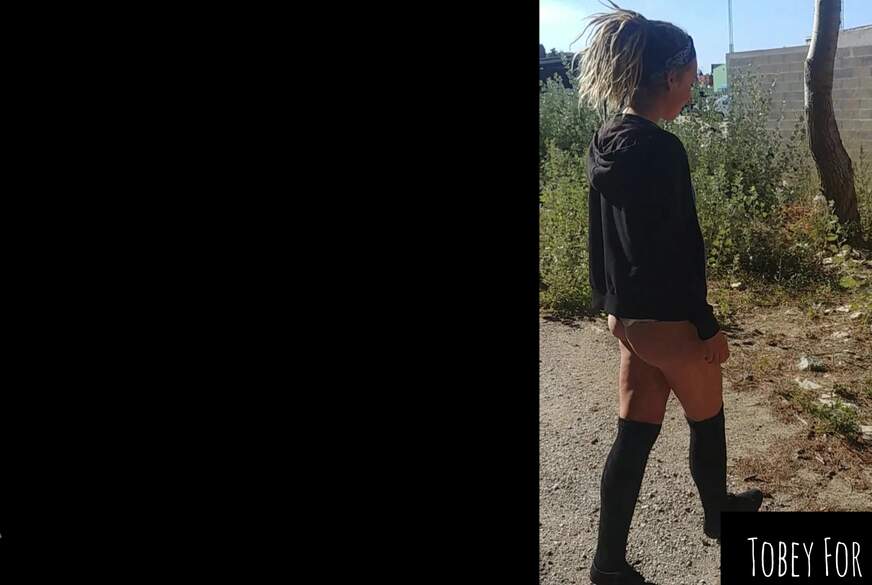 Teen girl walks through the streets in her panties... Cumshot on her hot ass @ TobeyForReal
