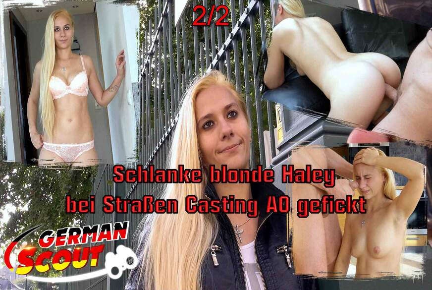 La blonde mince Haley baisée au casting de rue Ao Part 2 par German Scout